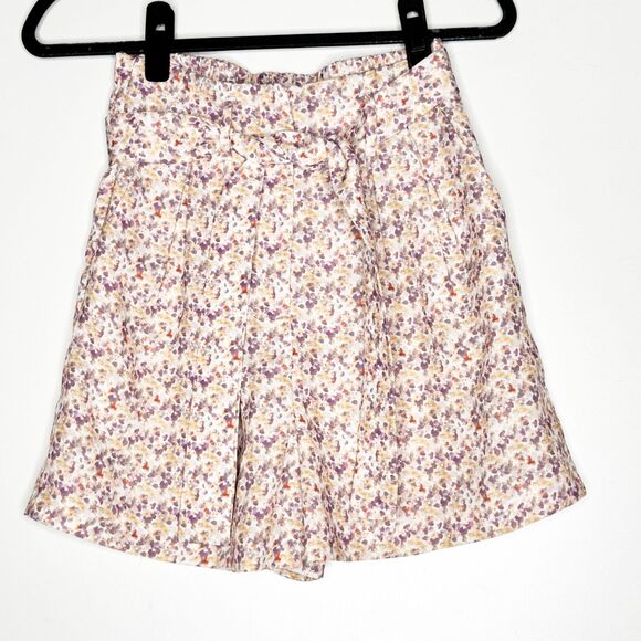 Zara Ditsy Floral High Waist Belted Shorts Women's Size Small - Picture 1 of 8